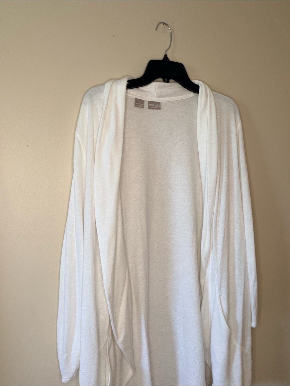 Chico's White Open-Front Draped Cardigan_chicos size 2